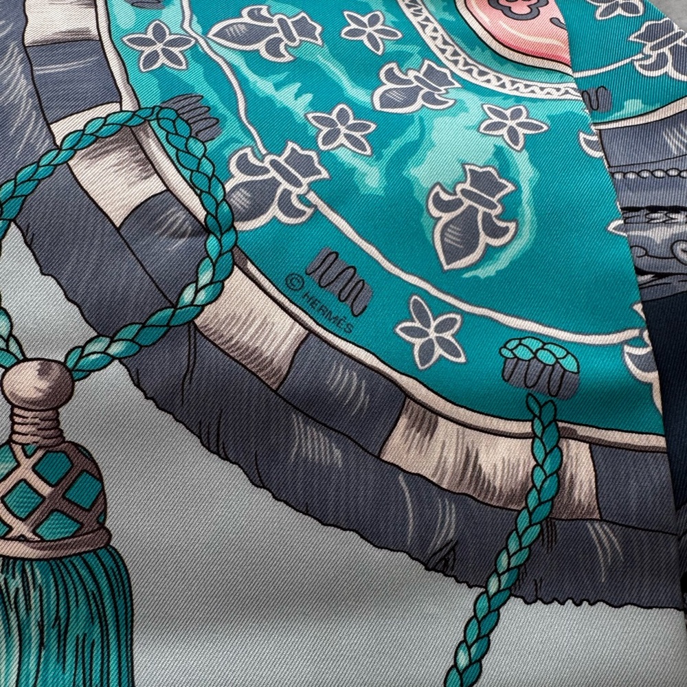 Hermes Blue silk Scarf Twilly - Picture 8 of 8